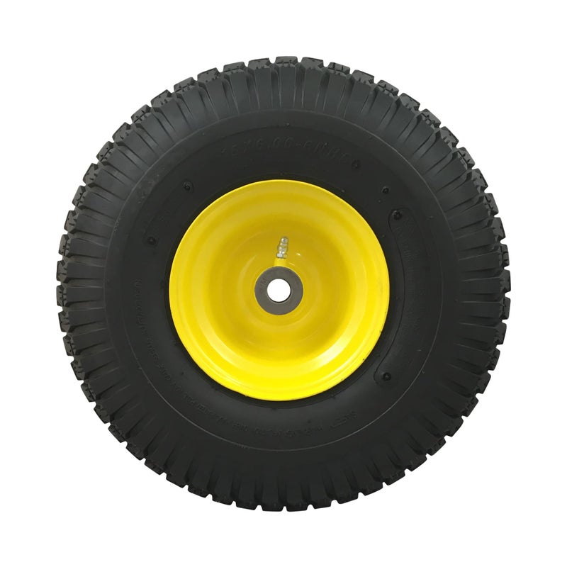 Marastar 15x6.00-6 Pneumatic, OEM Like Replacement Front Tire and Wheel Assembly, Compatible with John Deere Mowers, Turf Saver, 4PR Tube-Type Tire, Yellow Wheel, 3-Inch Offset Hub, 3/4-Inch Bushings - Image 4